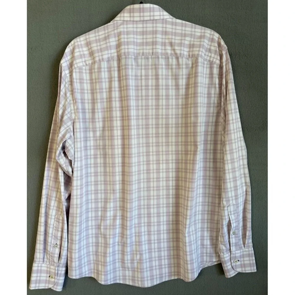 Untuckit Shirt Men XL Purple Plaid Button Up‎ Long Sleeve Pocket Lightweight - Picture 2 of 16
